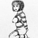 Sketch of woman tied in shibari style
